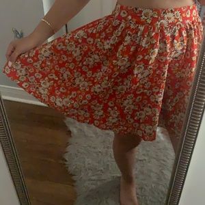 Red floral skater skirt